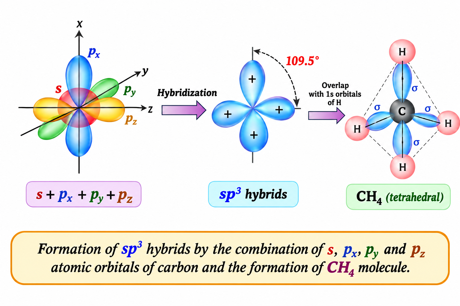 Fig 4.12 Formation of sp³ Hybrids and Methane